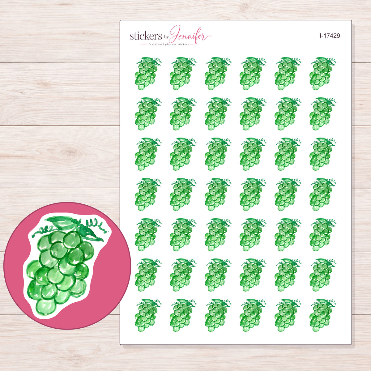 I-17429 planner sticker sheet with enlarged sticker detail