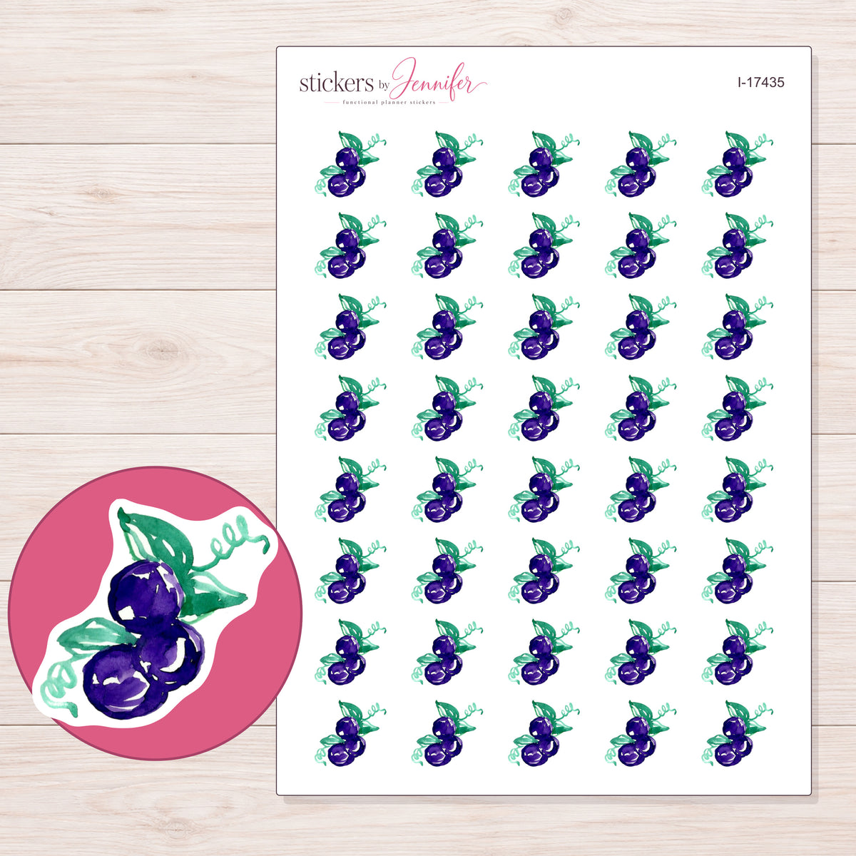 I-17435 planner sticker sheet with enlarged sticker detail