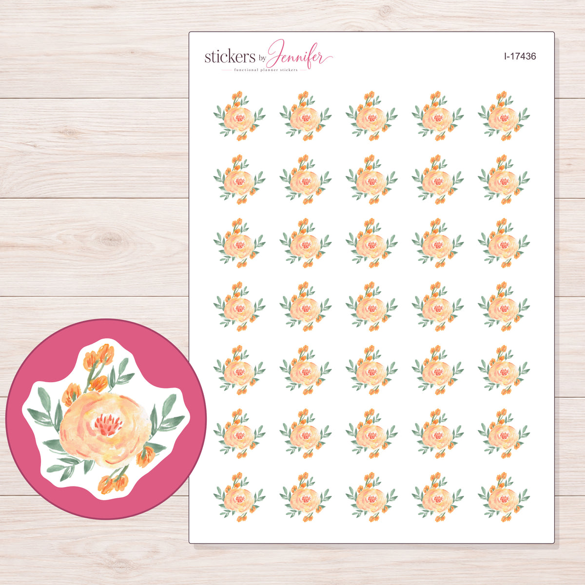 I-17436 planner sticker sheet with enlarged sticker detail
