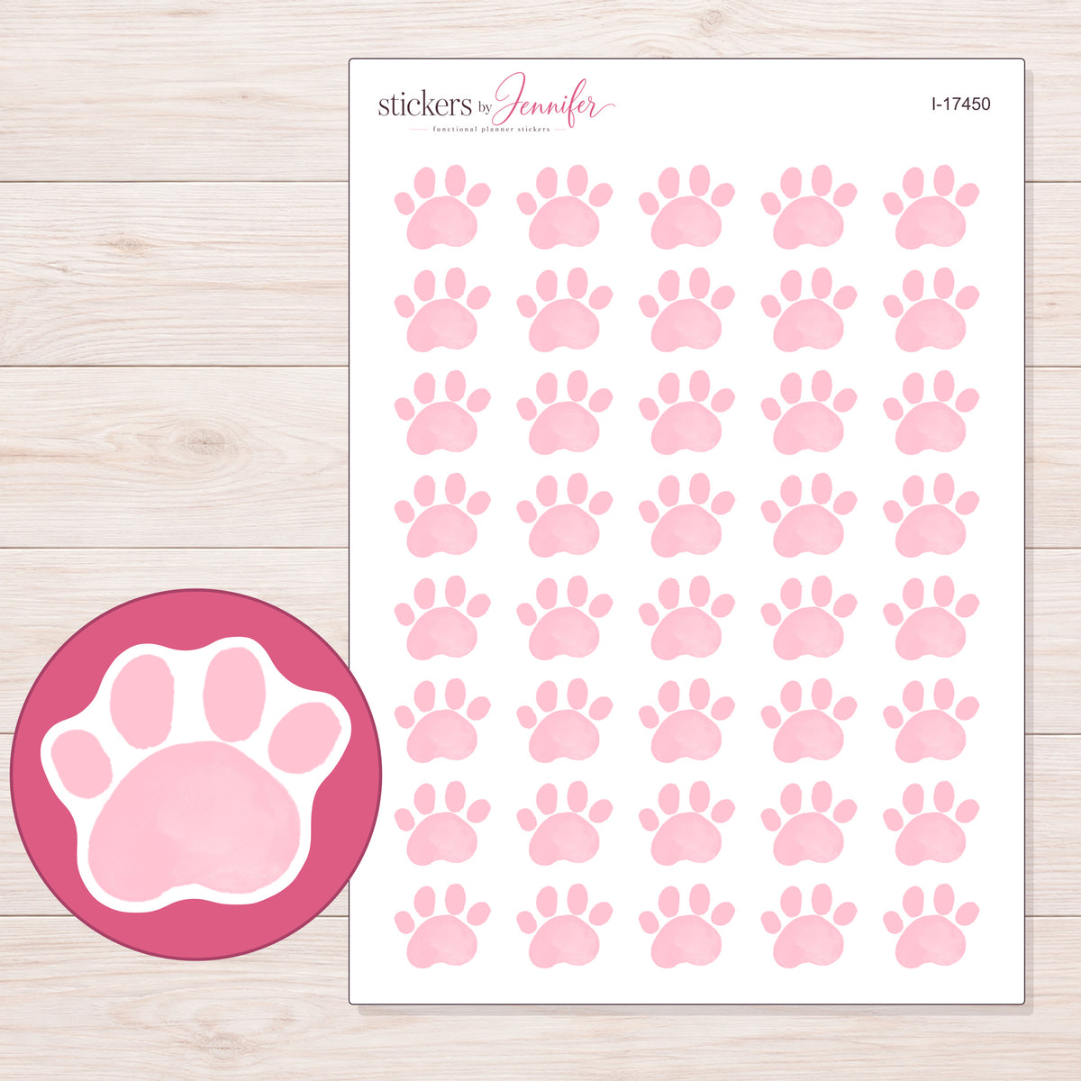 I-17450 planner sticker sheet with enlarged sticker detail
