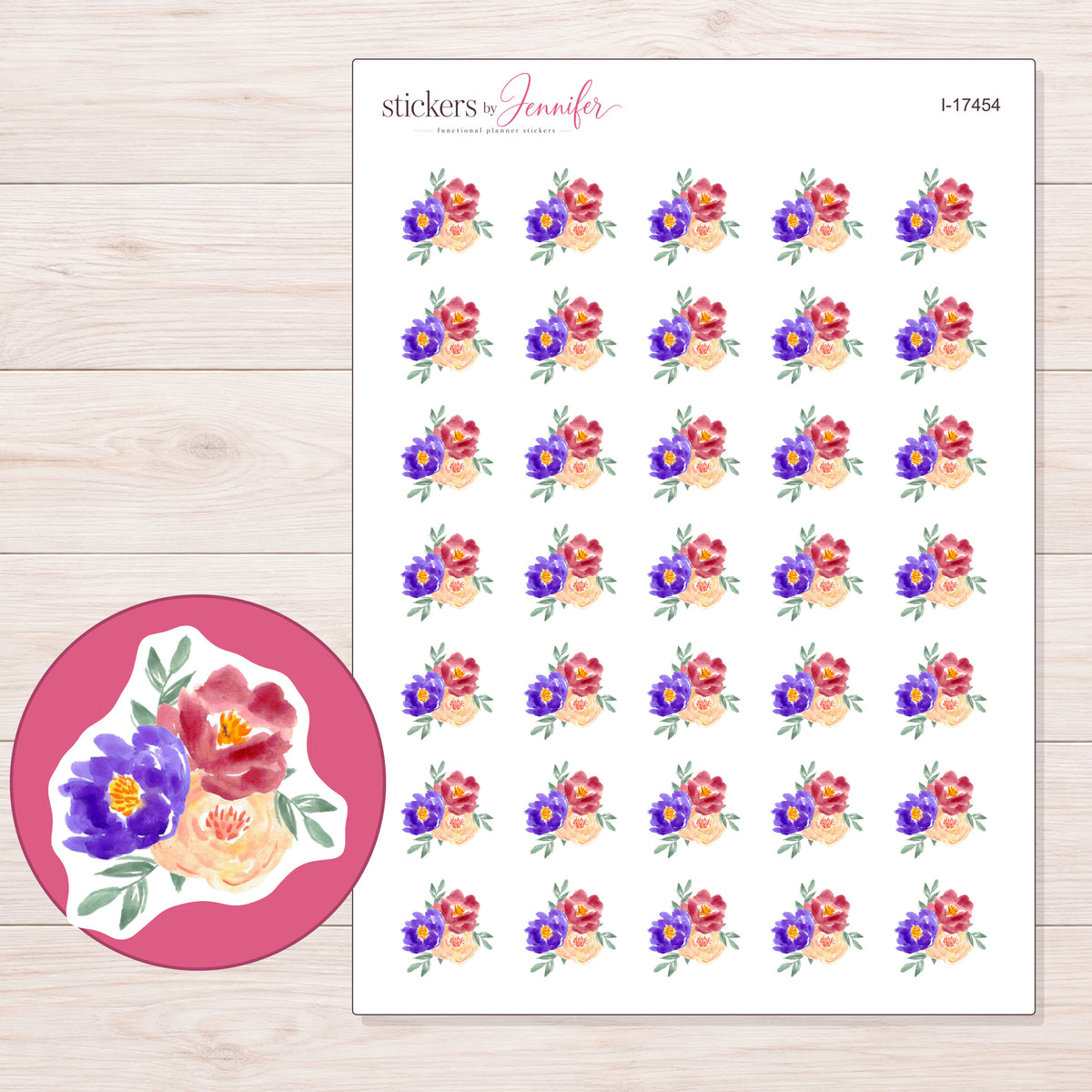I-17454 planner sticker sheet with enlarged sticker detail