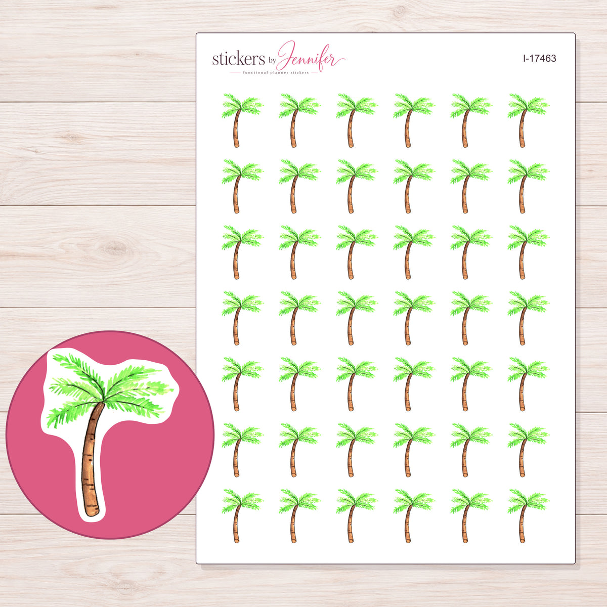 I-17463 planner sticker sheet with enlarged sticker detail