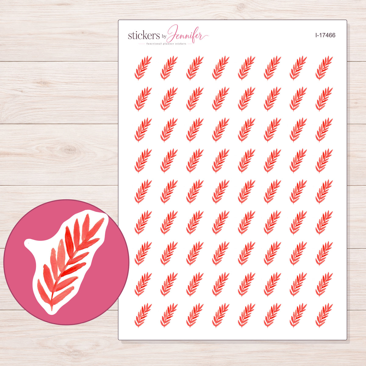 I-17466 planner sticker sheet with enlarged sticker detail