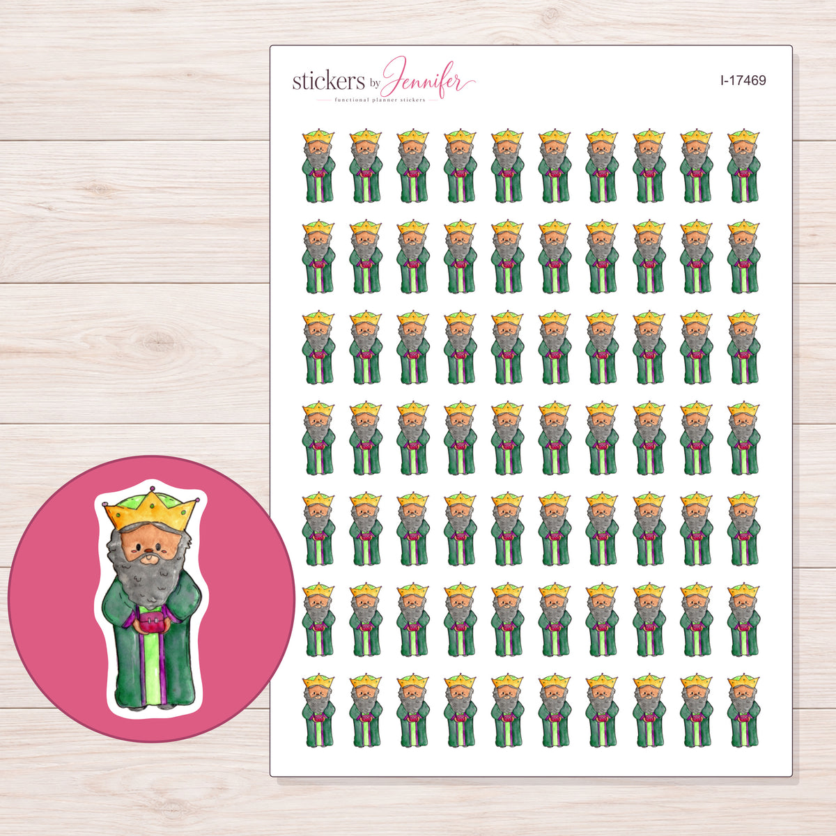 I-17469 planner sticker sheet with enlarged sticker detail