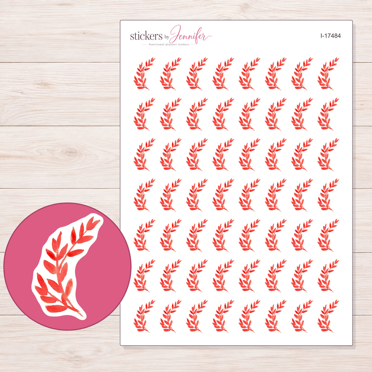 I-17484 planner sticker sheet with enlarged sticker detail