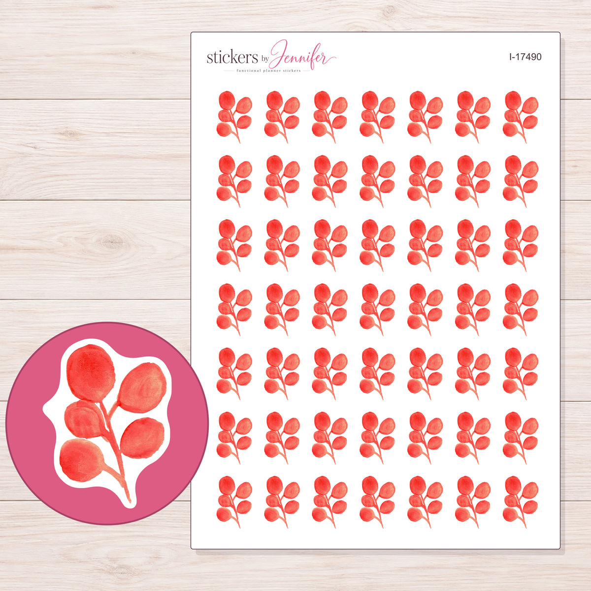 I-17490 planner sticker sheet with enlarged sticker detail