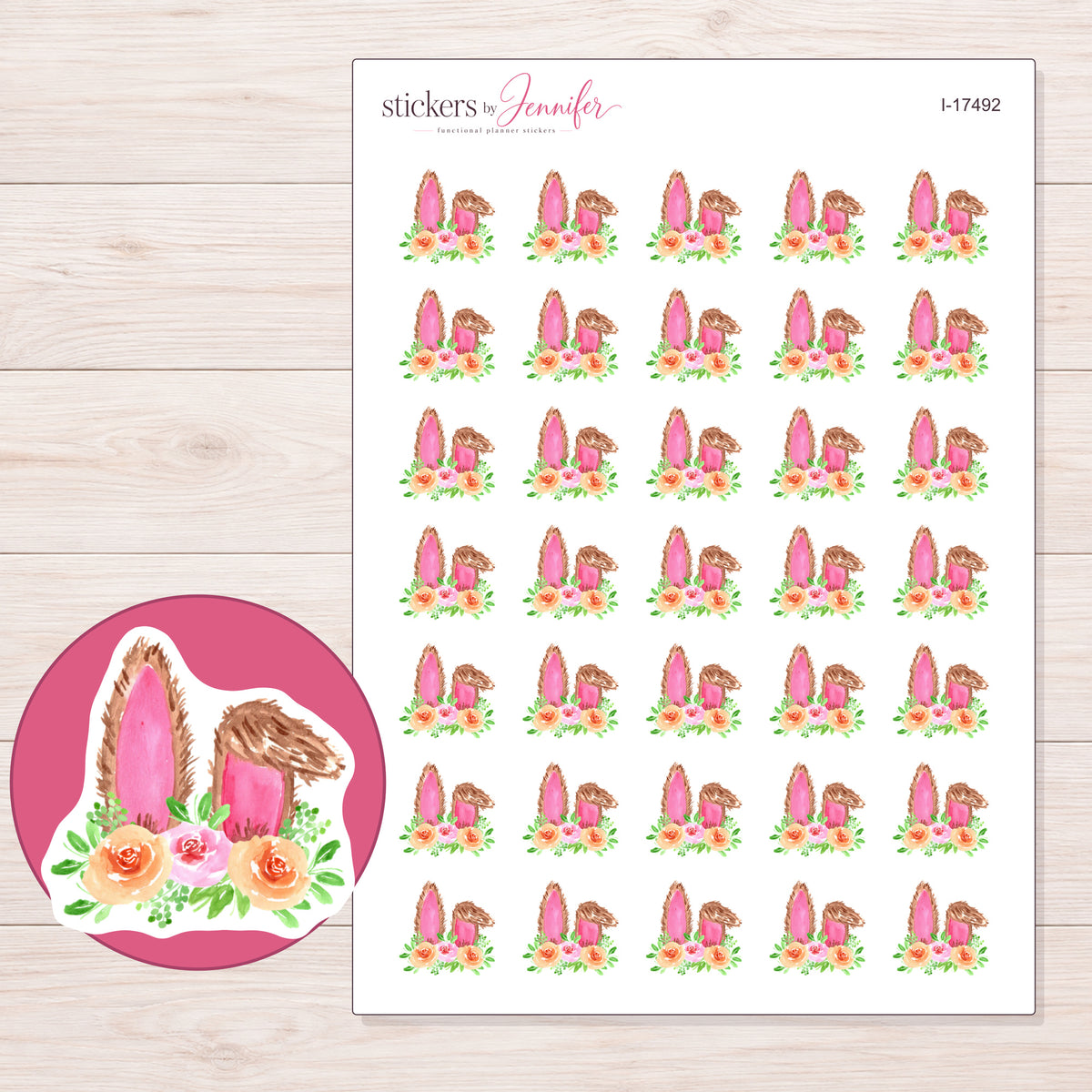 I-17492 planner sticker sheet with enlarged sticker detail