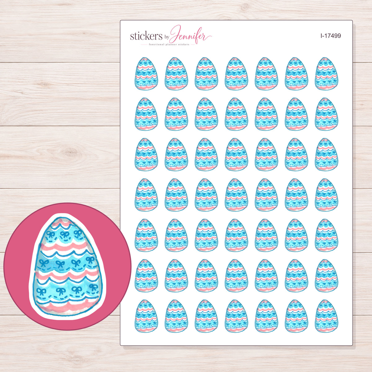 I-17499 planner sticker sheet with enlarged sticker detail
