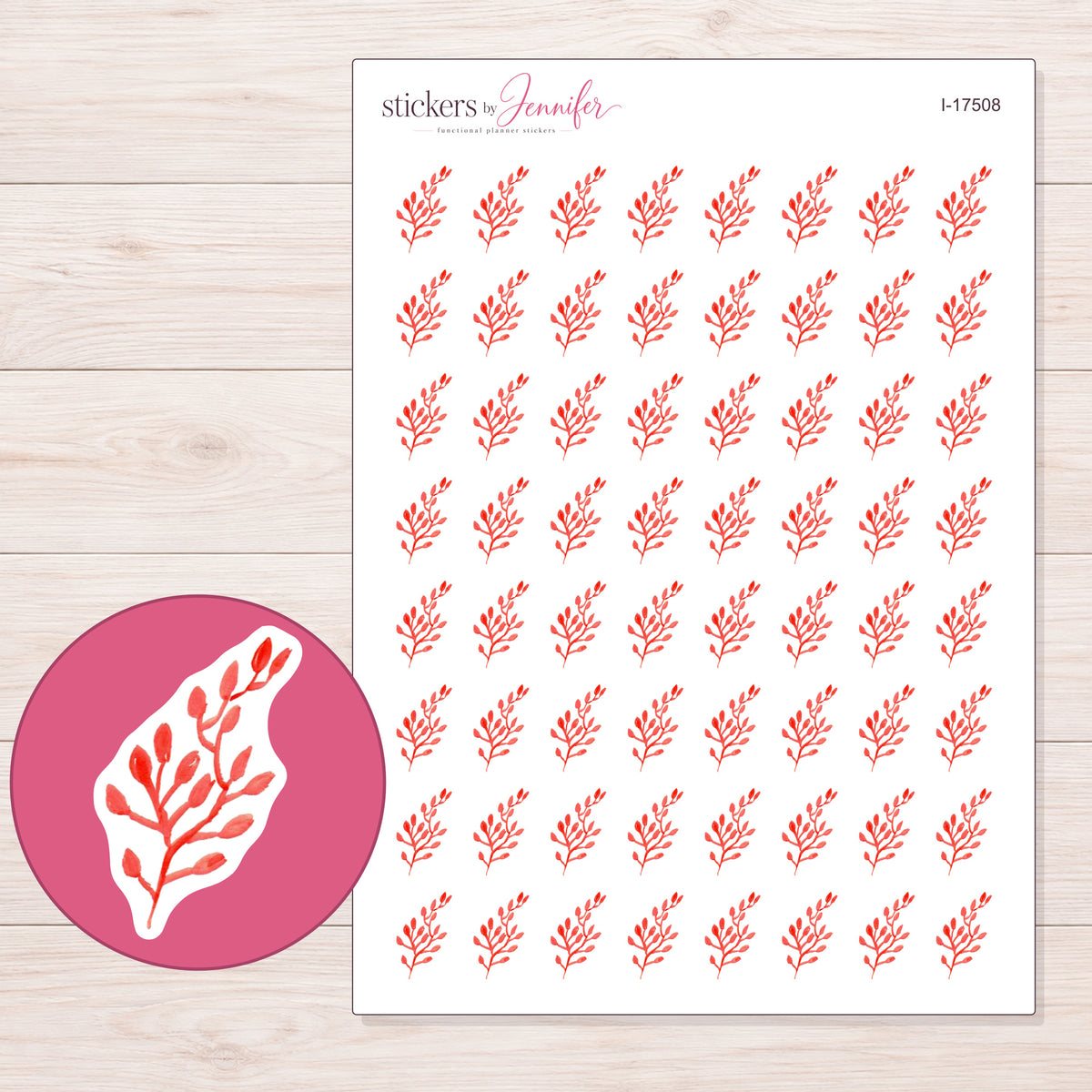 I-17508 planner sticker sheet with enlarged sticker detail