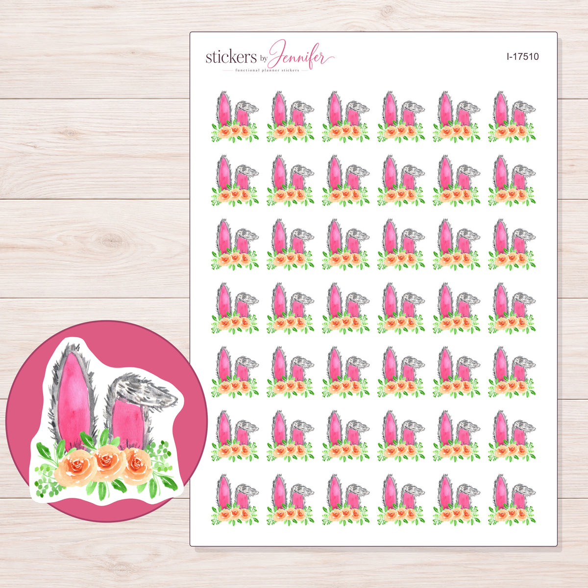 I-17510 planner sticker sheet with enlarged sticker detail