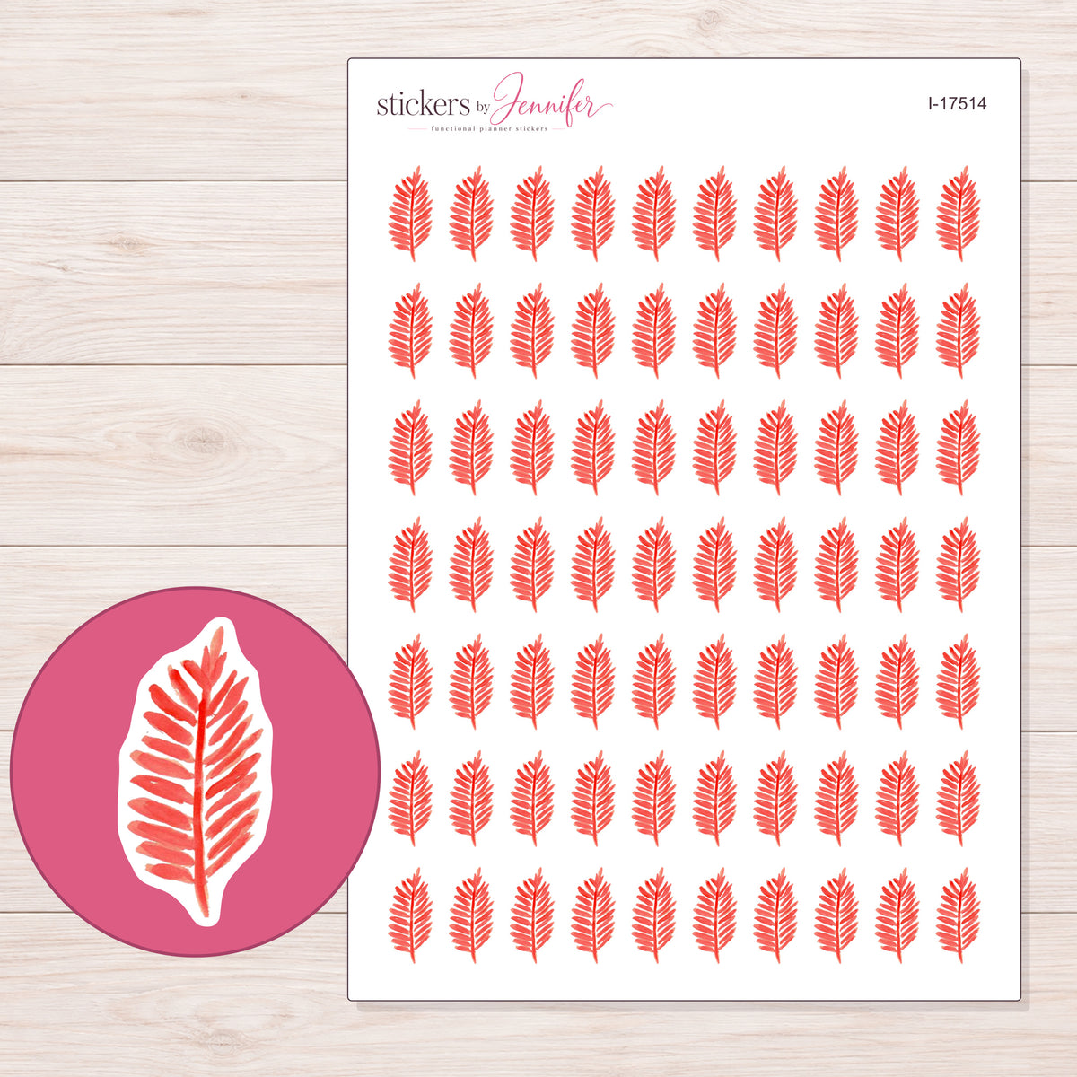 I-17514 planner sticker sheet with enlarged sticker detail