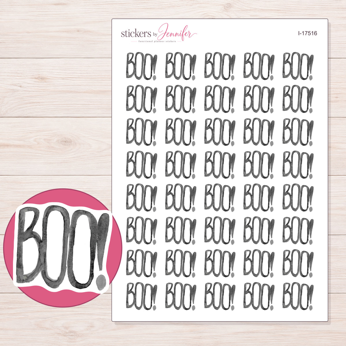I-17516 planner sticker sheet with enlarged sticker detail