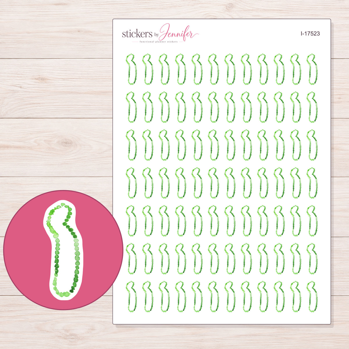 I-17523 planner sticker sheet with enlarged sticker detail