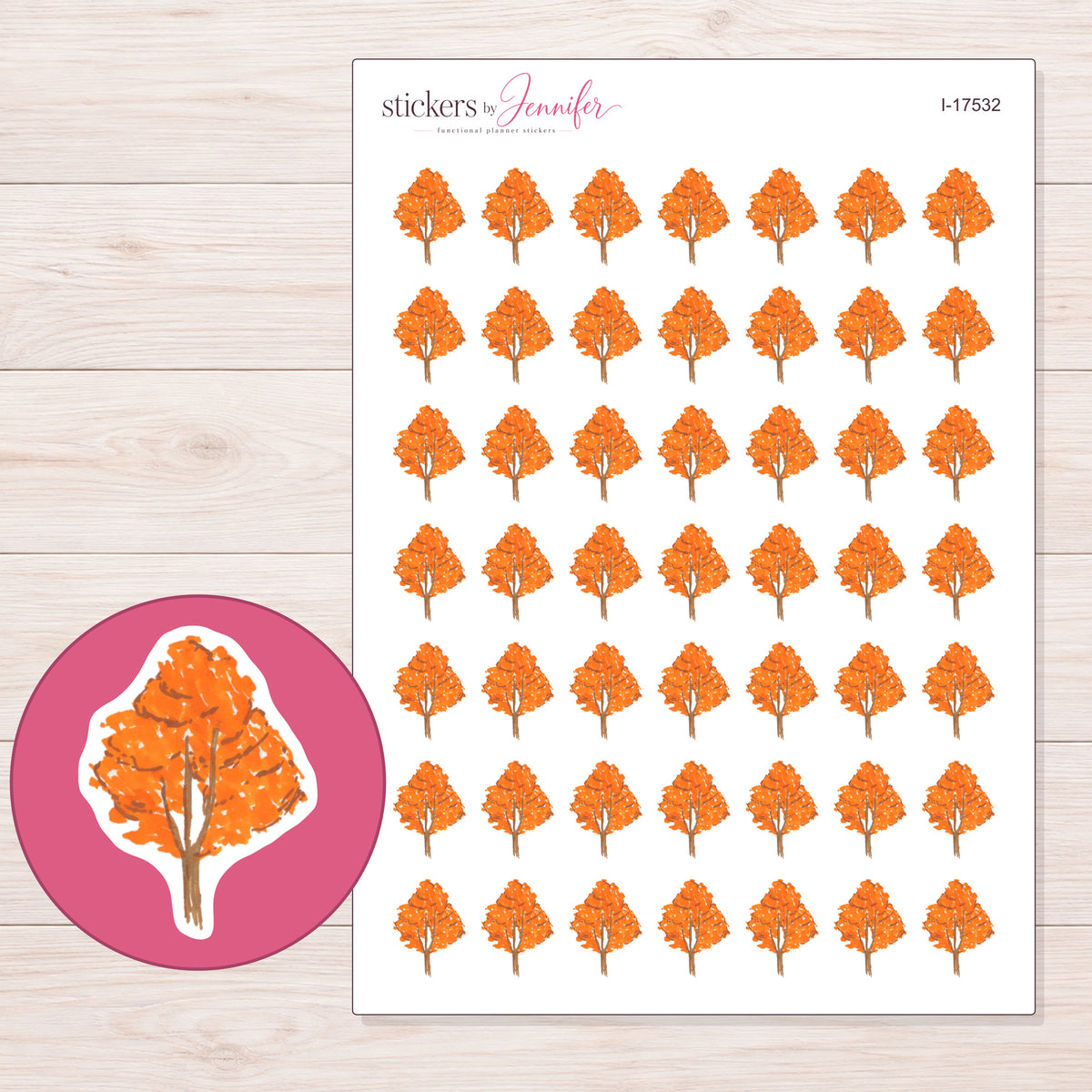 I-17532 planner sticker sheet with enlarged sticker detail