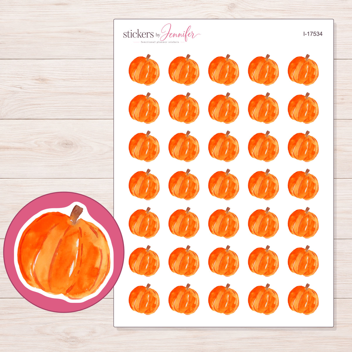 I-17534 planner sticker sheet with enlarged sticker detail