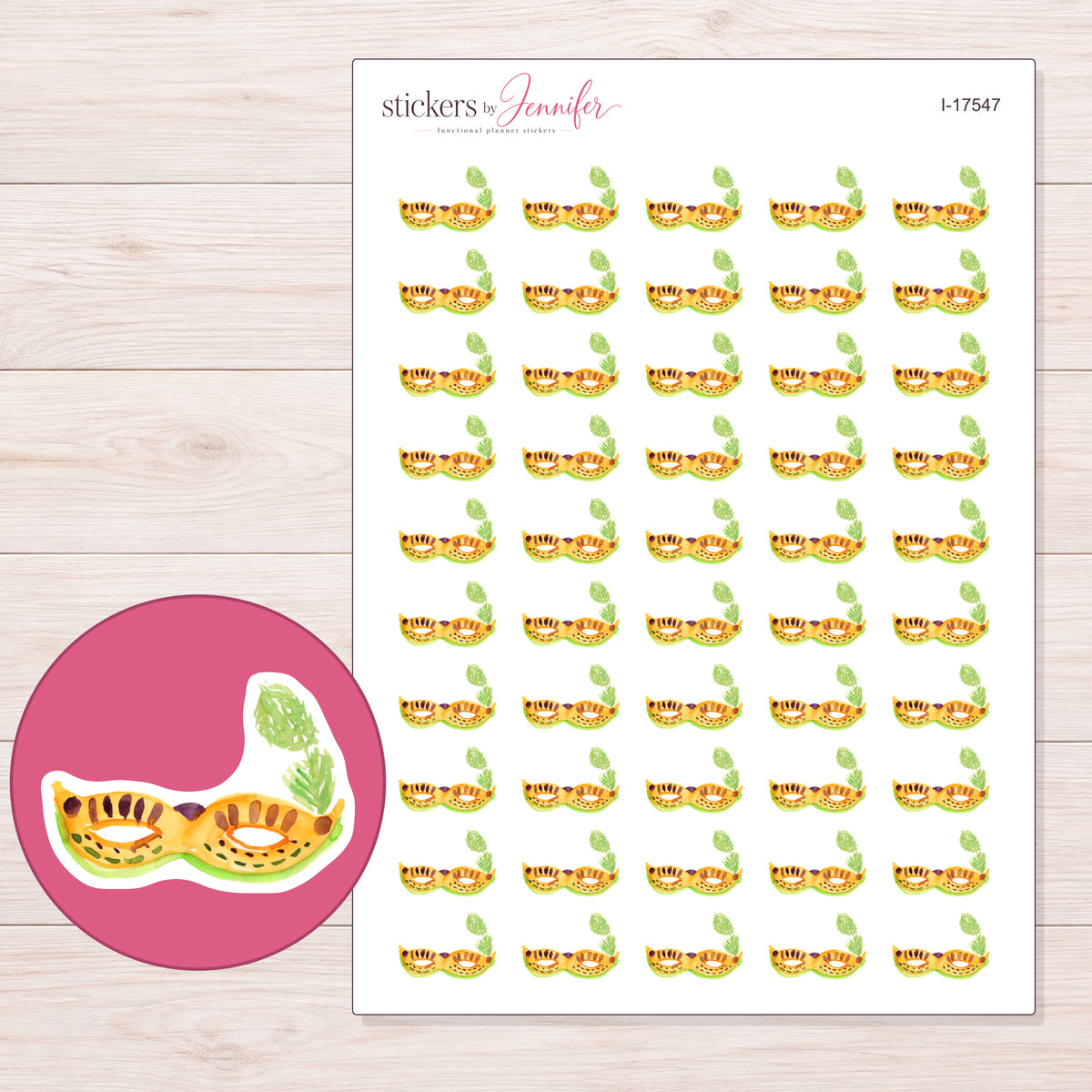 I-17547 planner sticker sheet with enlarged sticker detail