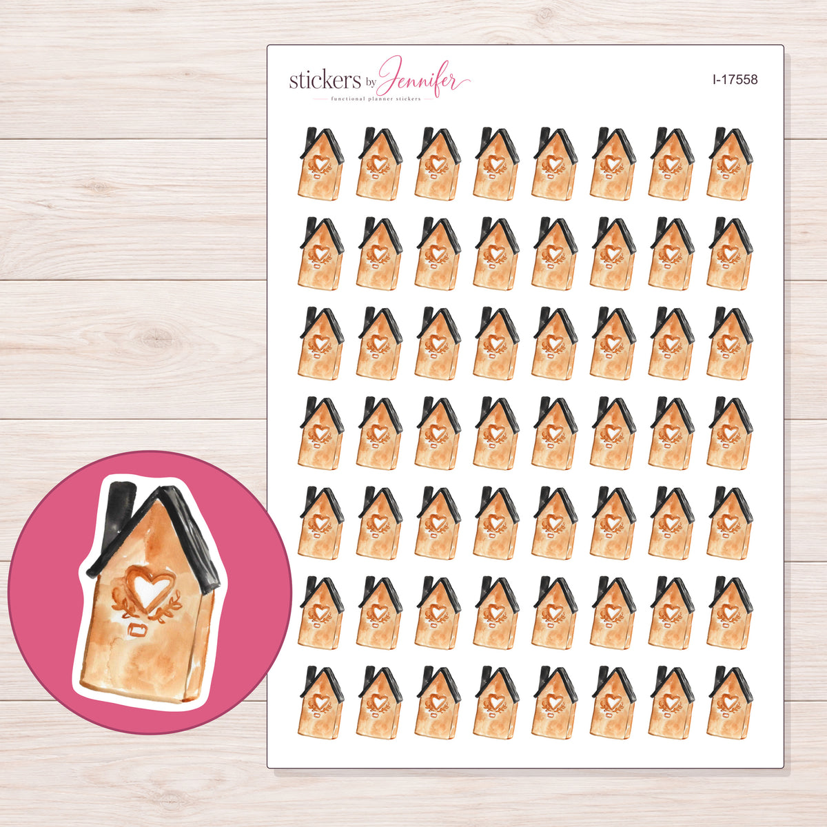 I-17558 planner sticker sheet with enlarged sticker detail