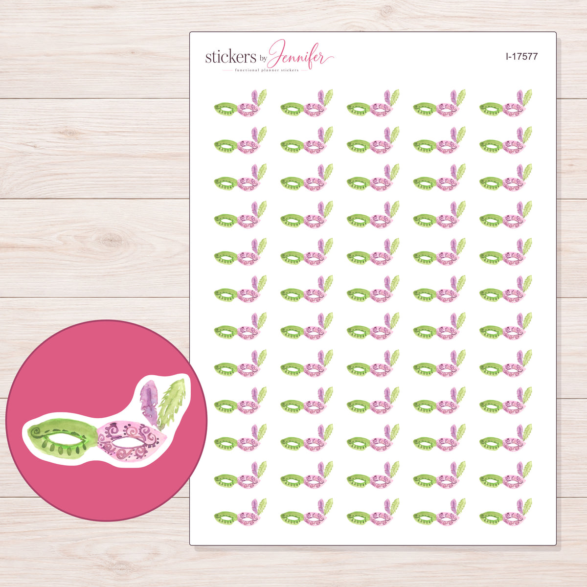 I-17577 planner sticker sheet with enlarged sticker detail