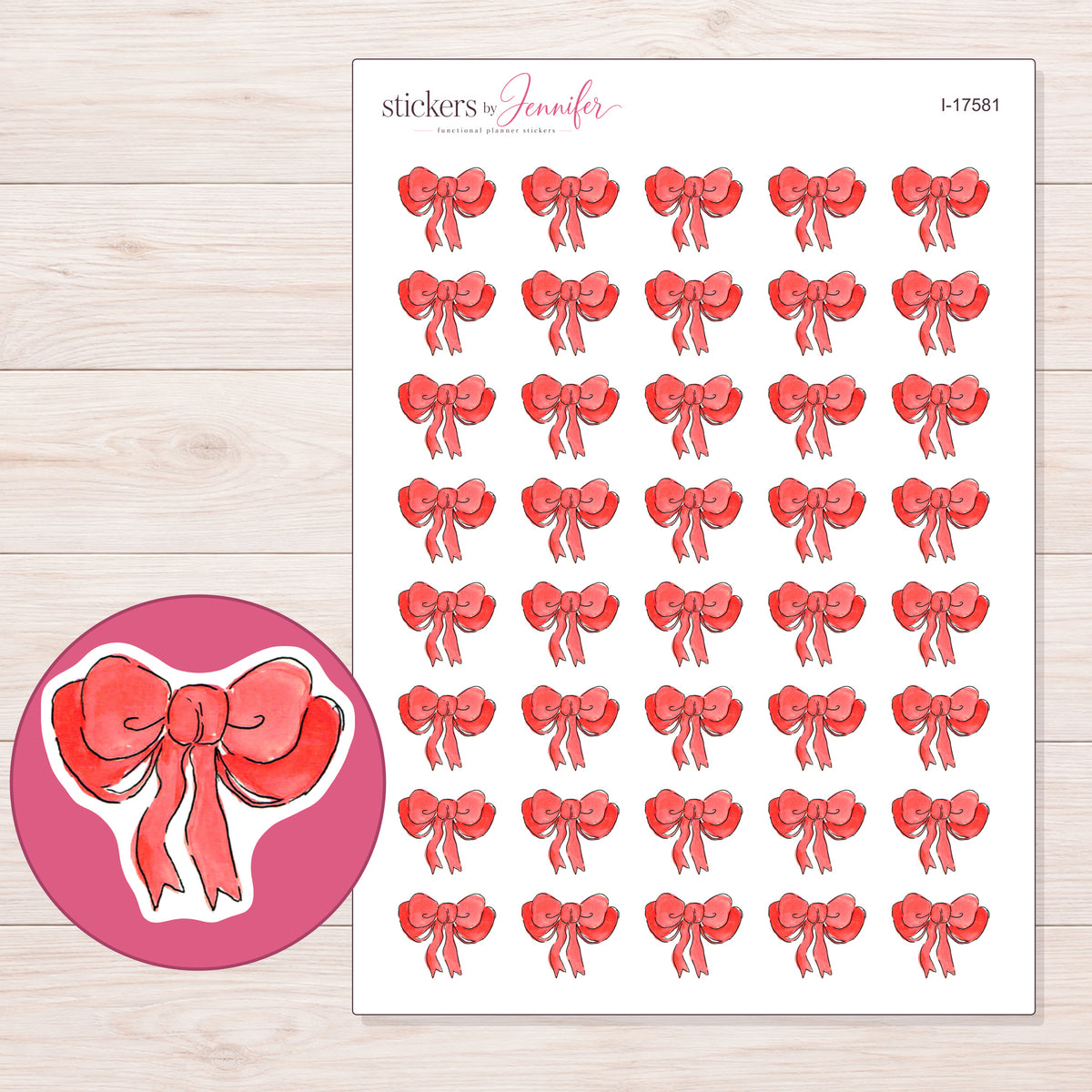 I-17581 planner sticker sheet with enlarged sticker detail