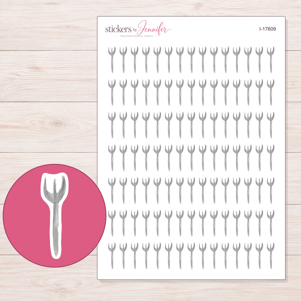 I-17609 planner sticker sheet with enlarged sticker detail