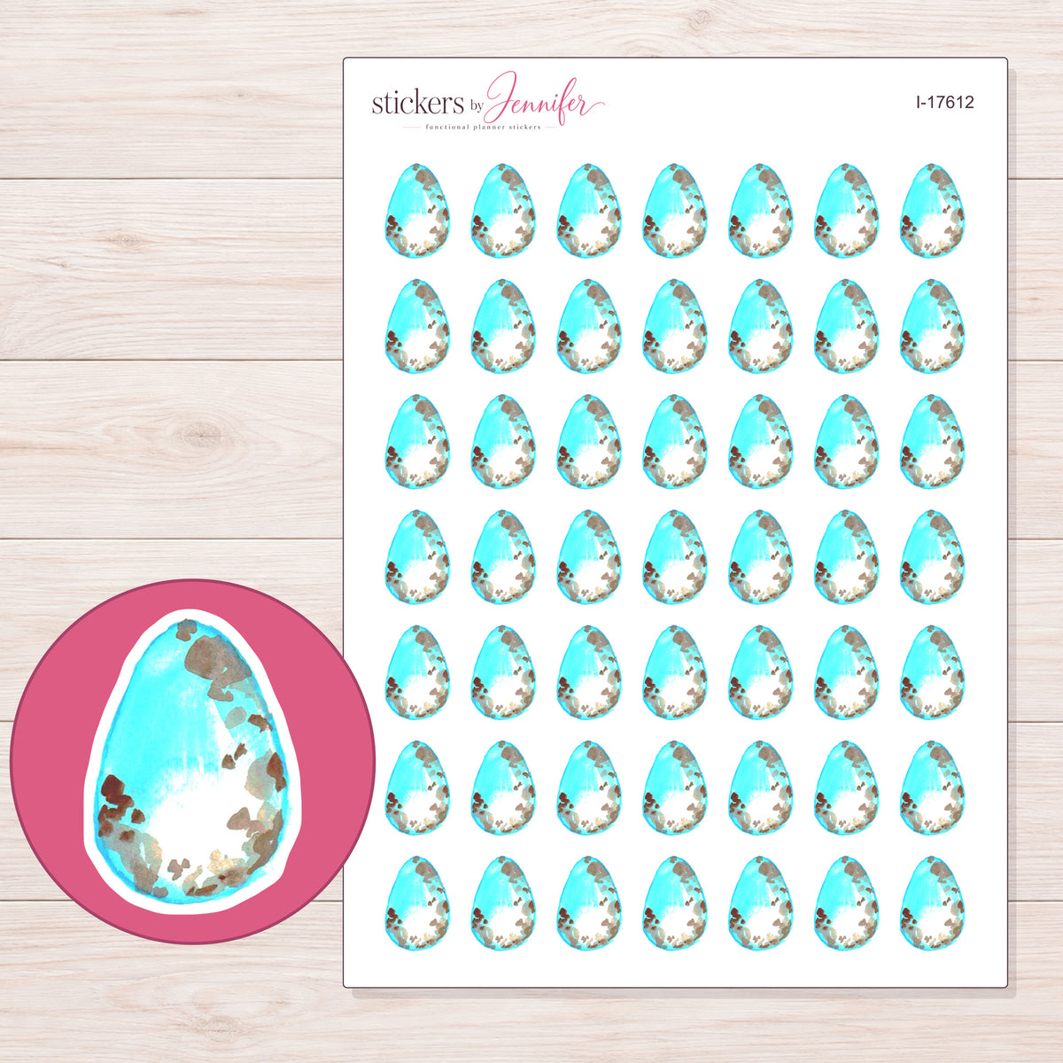 I-17612 planner sticker sheet with enlarged sticker detail