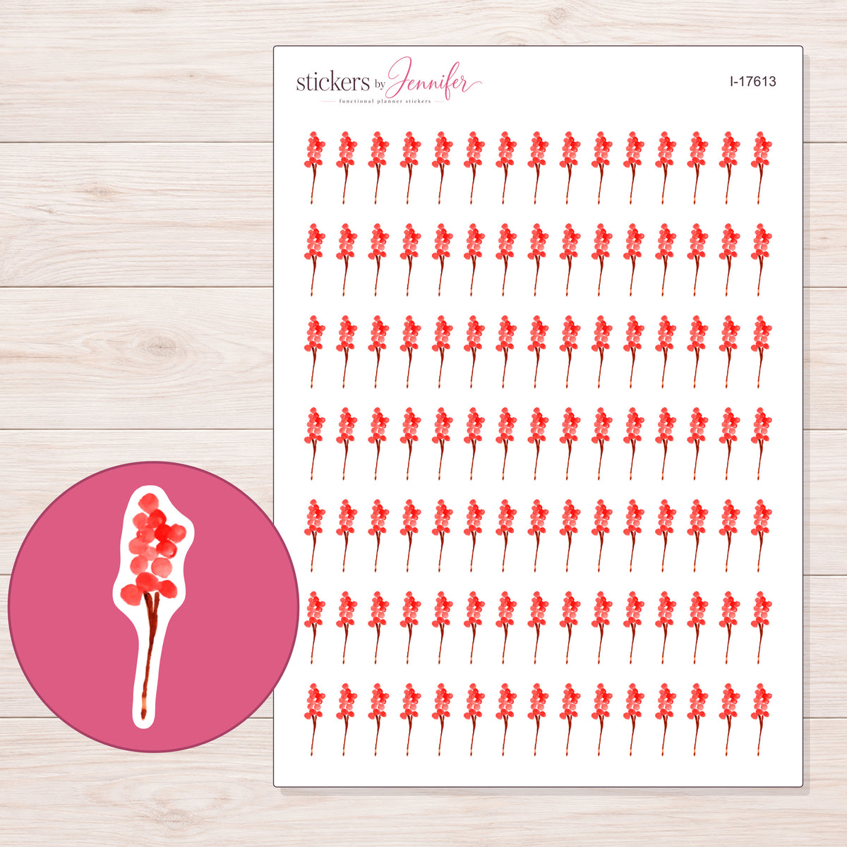 I-17613 planner sticker sheet with enlarged sticker detail