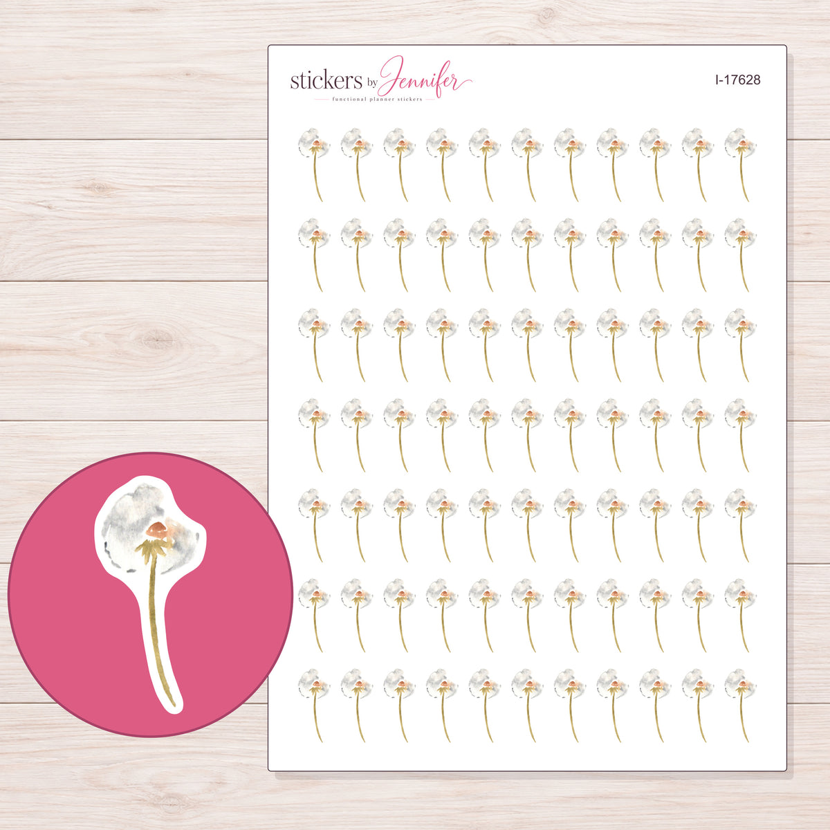 I-17628 planner sticker sheet with enlarged sticker detail