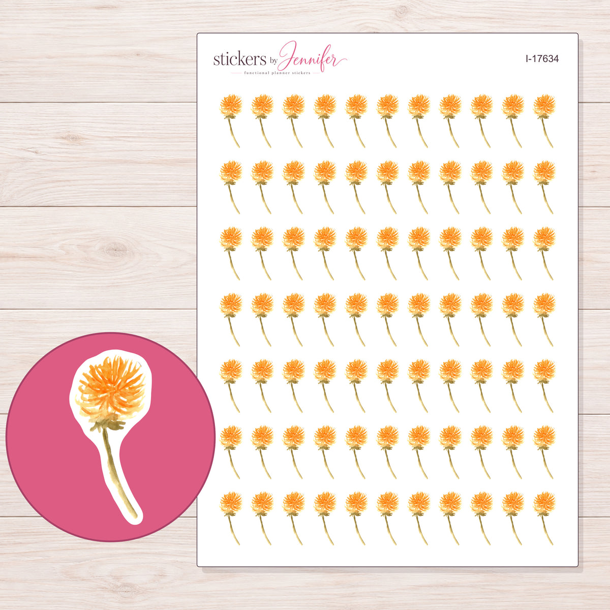 I-17634 planner sticker sheet with enlarged sticker detail