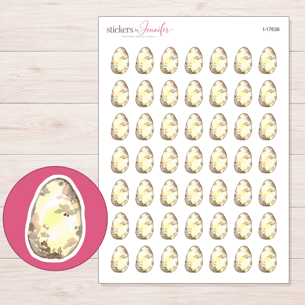 I-17636 planner sticker sheet with enlarged sticker detail