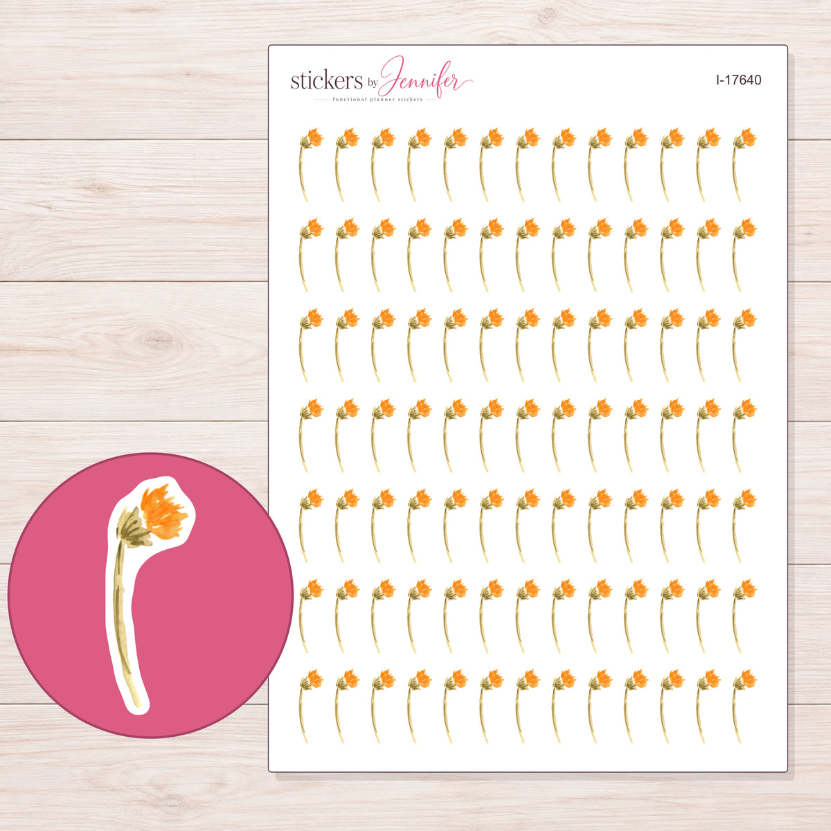 I-17640 planner sticker sheet with enlarged sticker detail