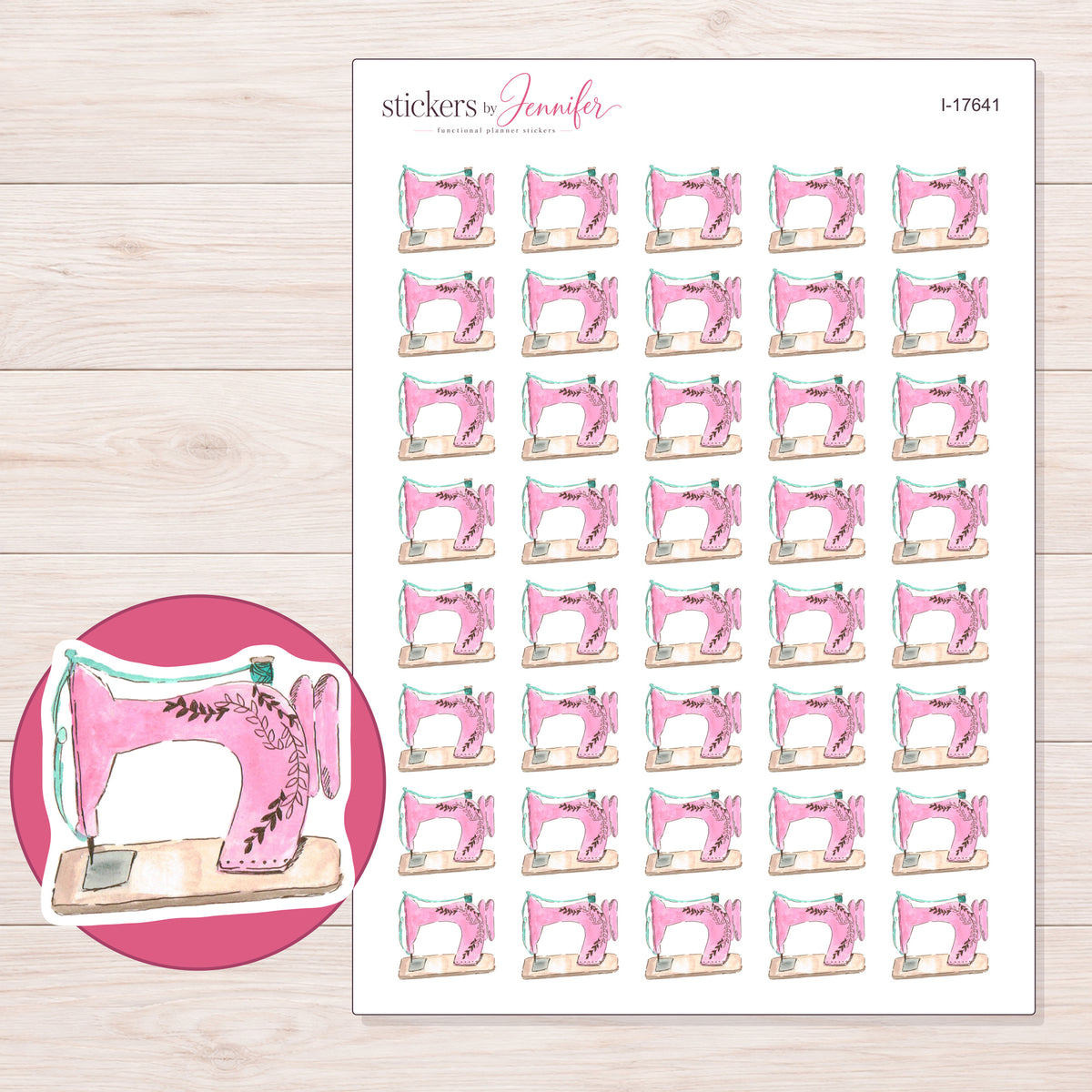 I-17641 planner sticker sheet with enlarged sticker detail