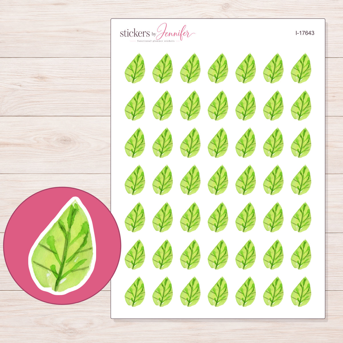 I-17643 planner sticker sheet with enlarged sticker detail