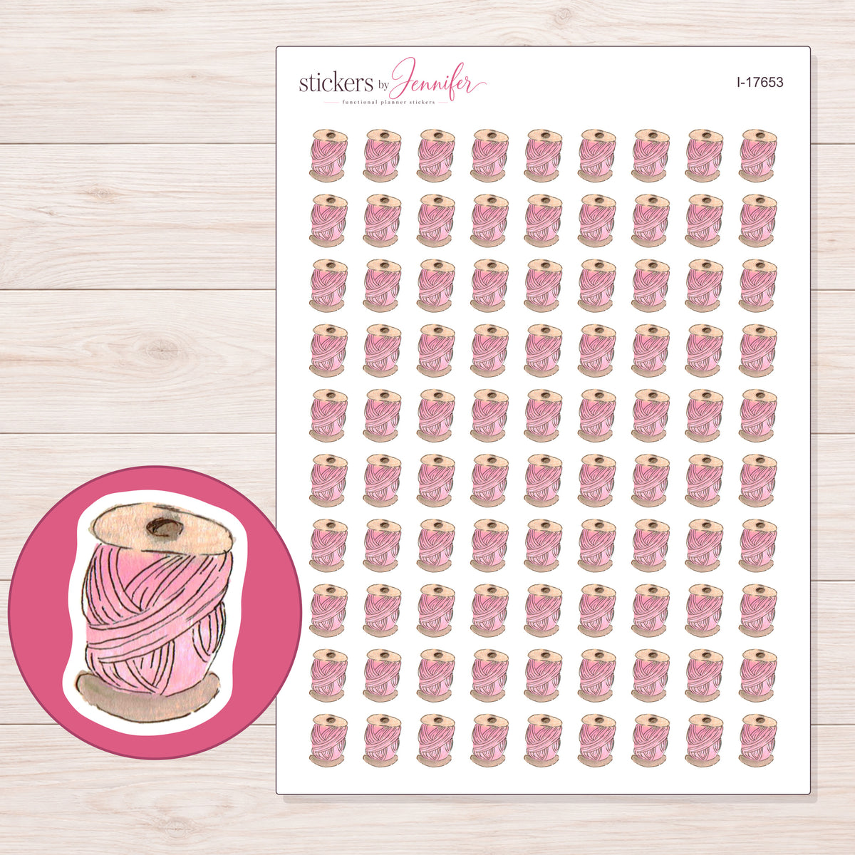 I-17653 planner sticker sheet with enlarged sticker detail