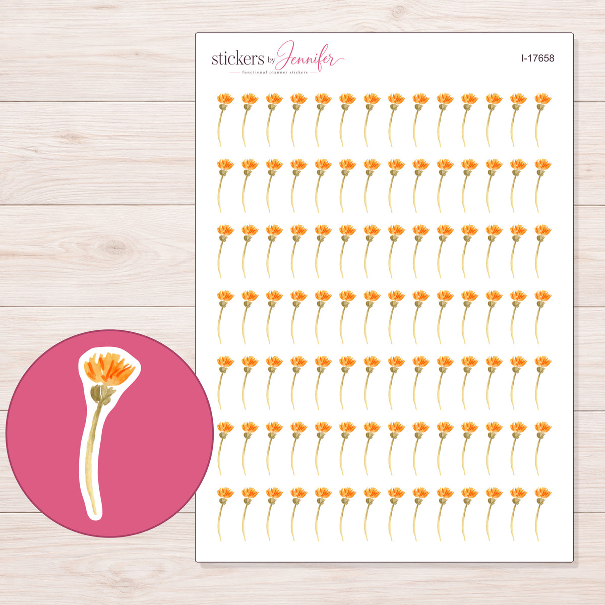 I-17658 planner sticker sheet with enlarged sticker detail