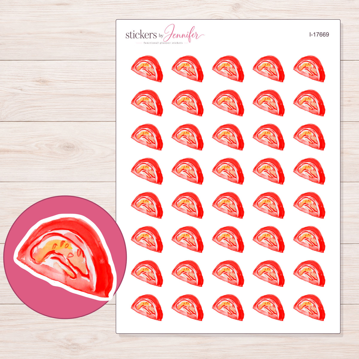 I-17669 planner sticker sheet with enlarged sticker detail