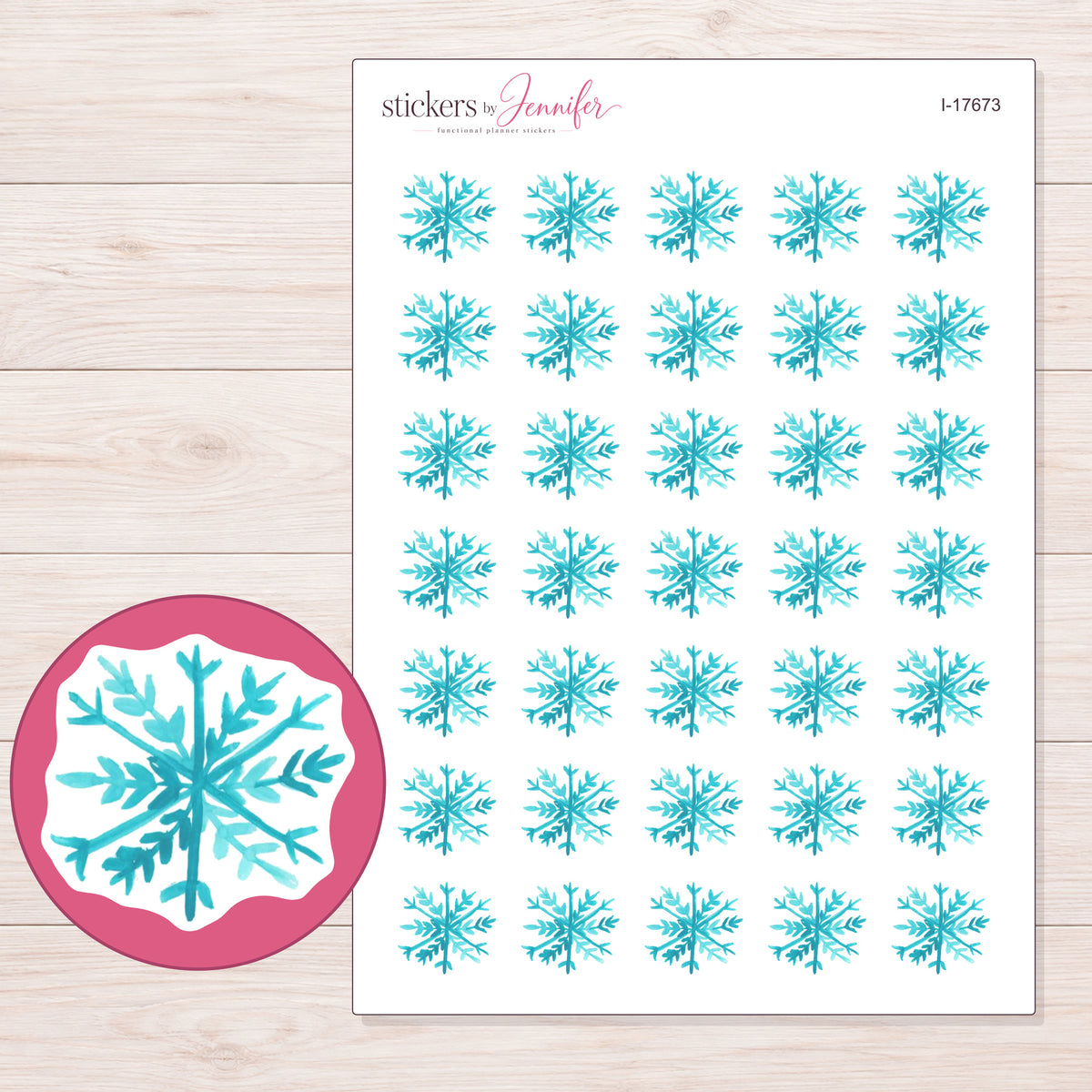 I-17673 planner sticker sheet with enlarged sticker detail