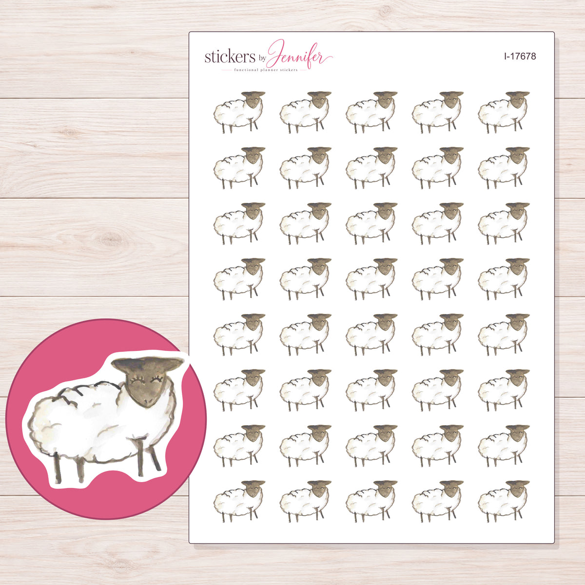 I-17678 planner sticker sheet with enlarged sticker detail
