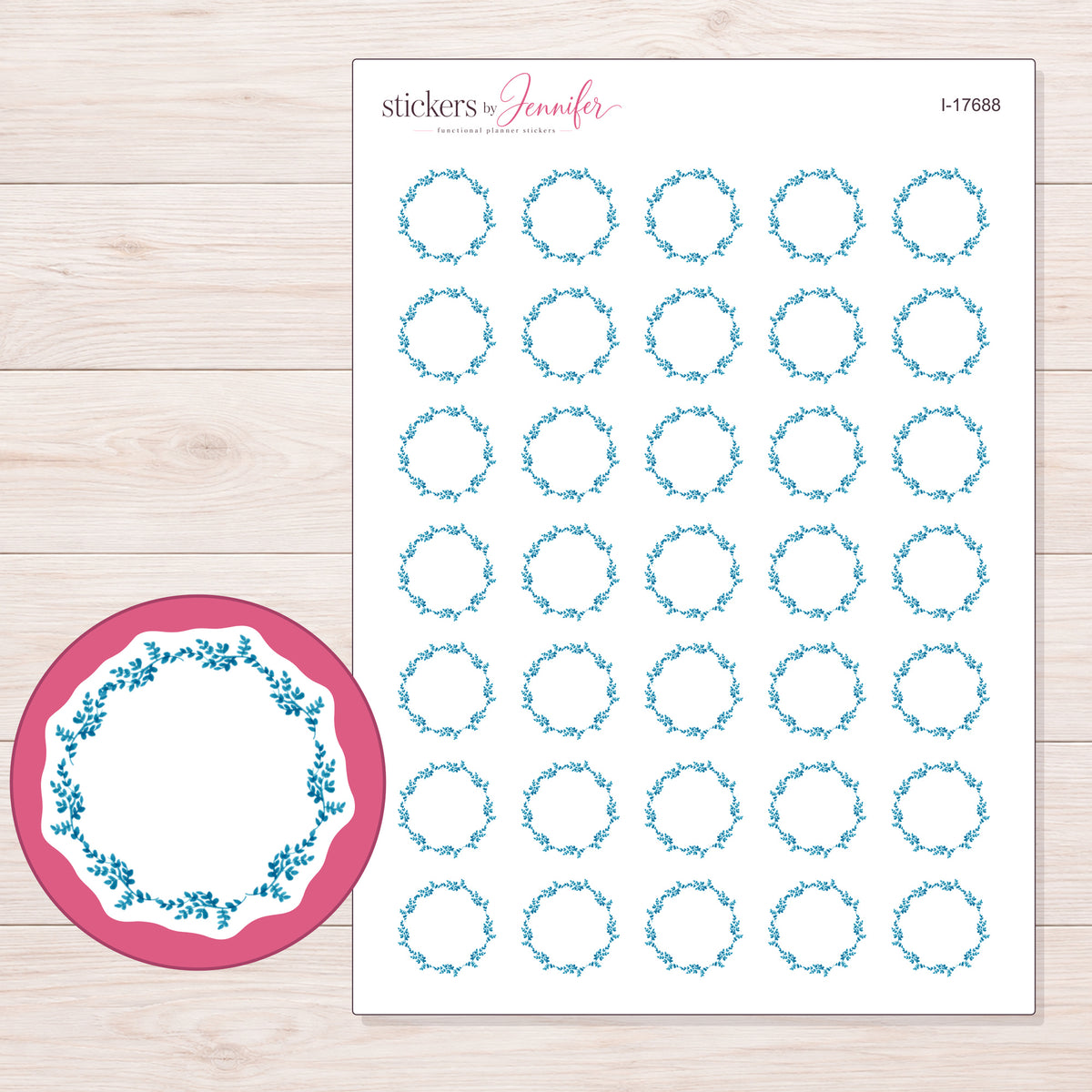 I-17688 planner sticker sheet with enlarged sticker detail