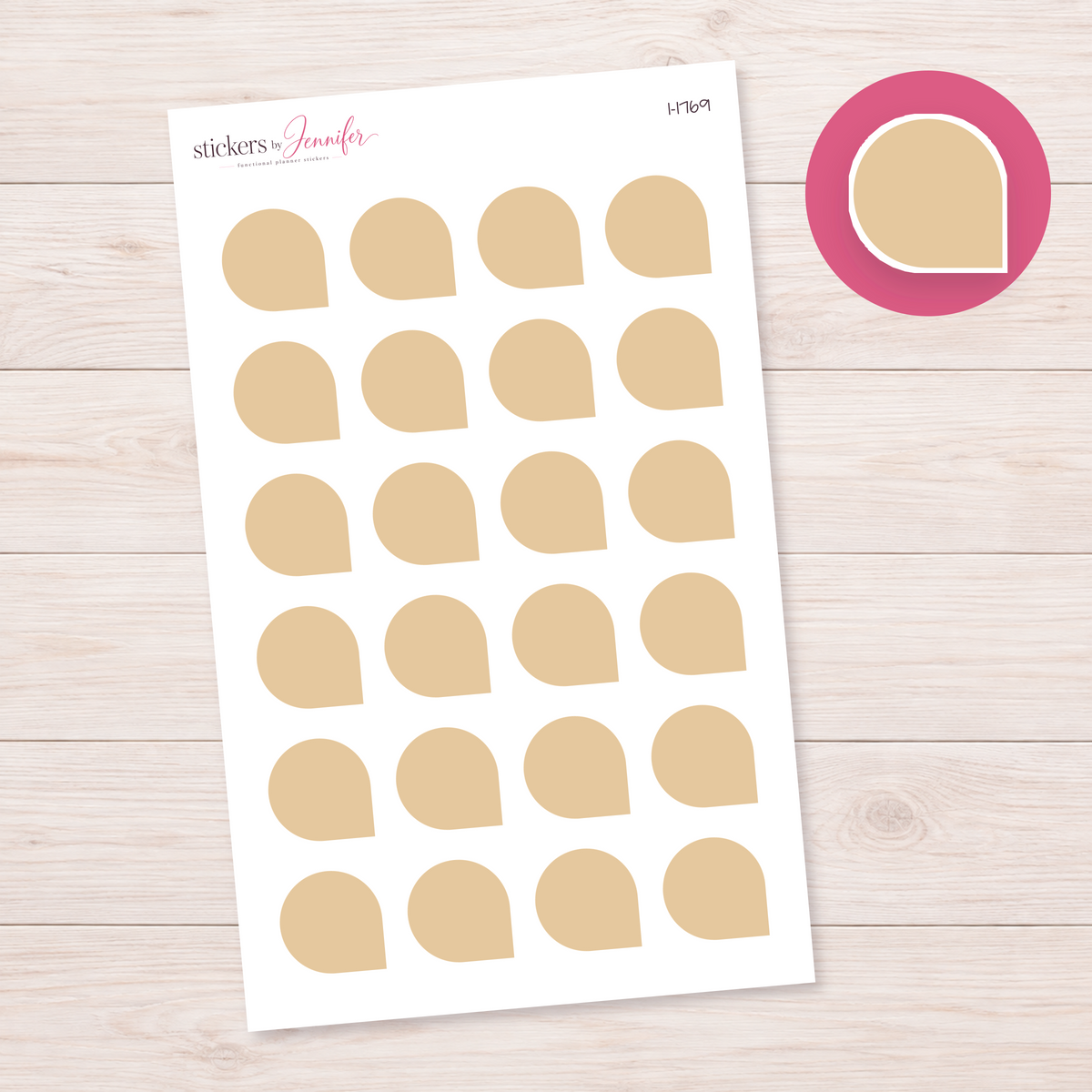 Cream Rounded Corner Dot Planner Stickers | I-1769