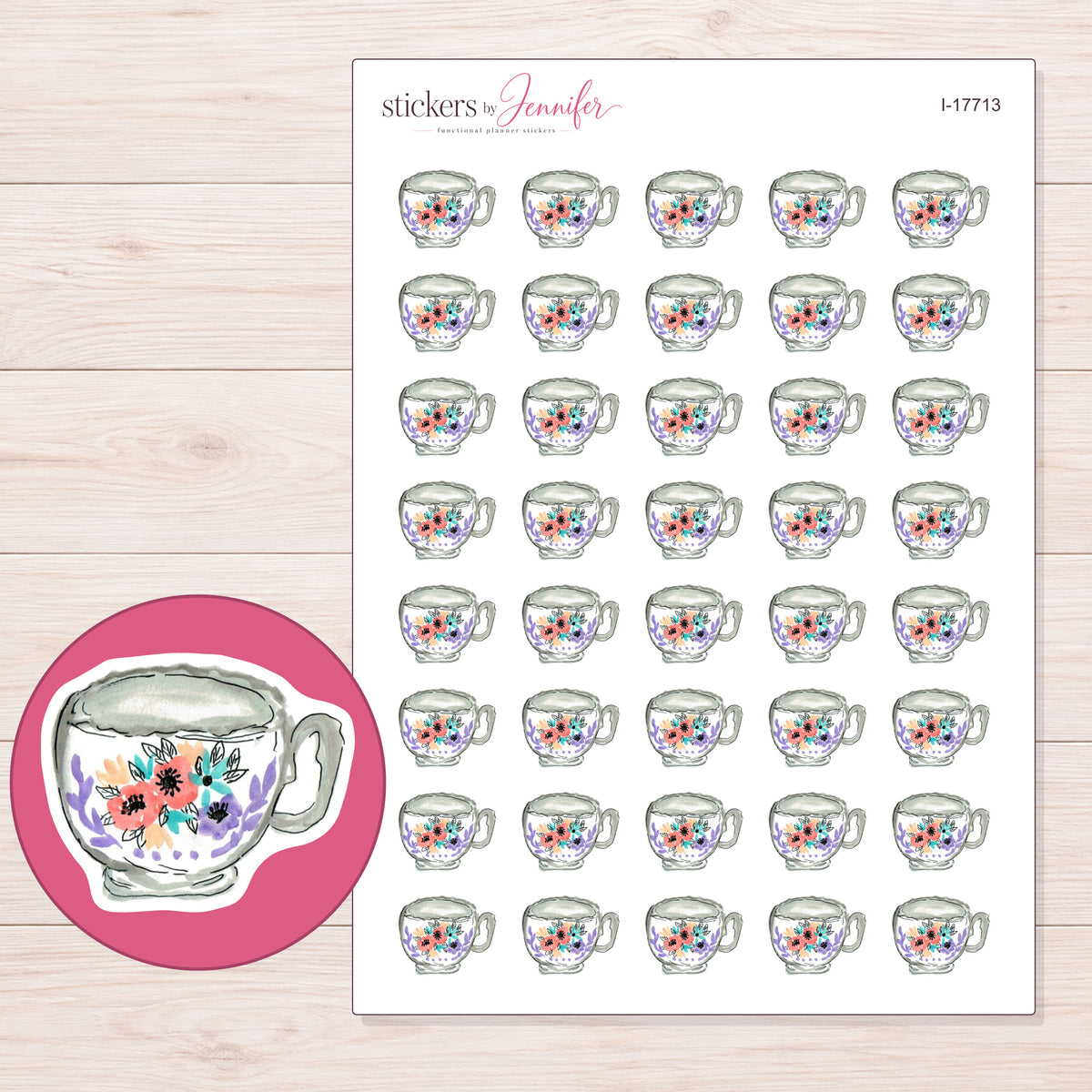 I-17713 planner sticker sheet with enlarged sticker detail