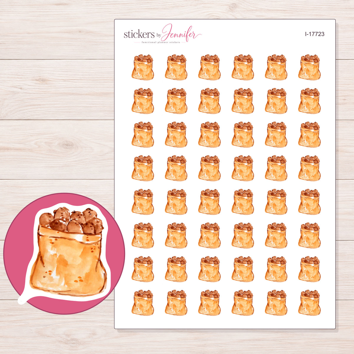 I-17723 planner sticker sheet with enlarged sticker detail