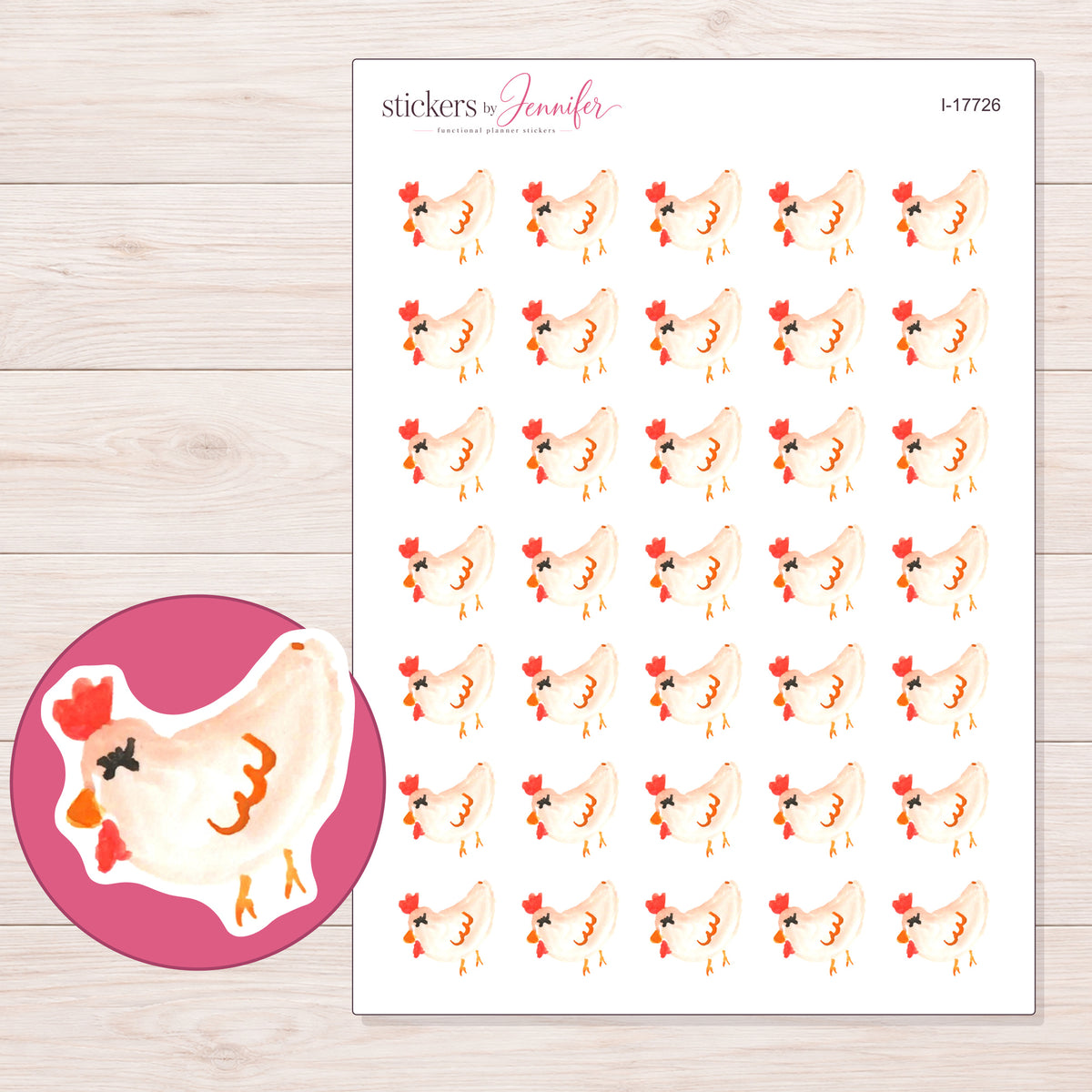 I-17726 planner sticker sheet with enlarged sticker detail