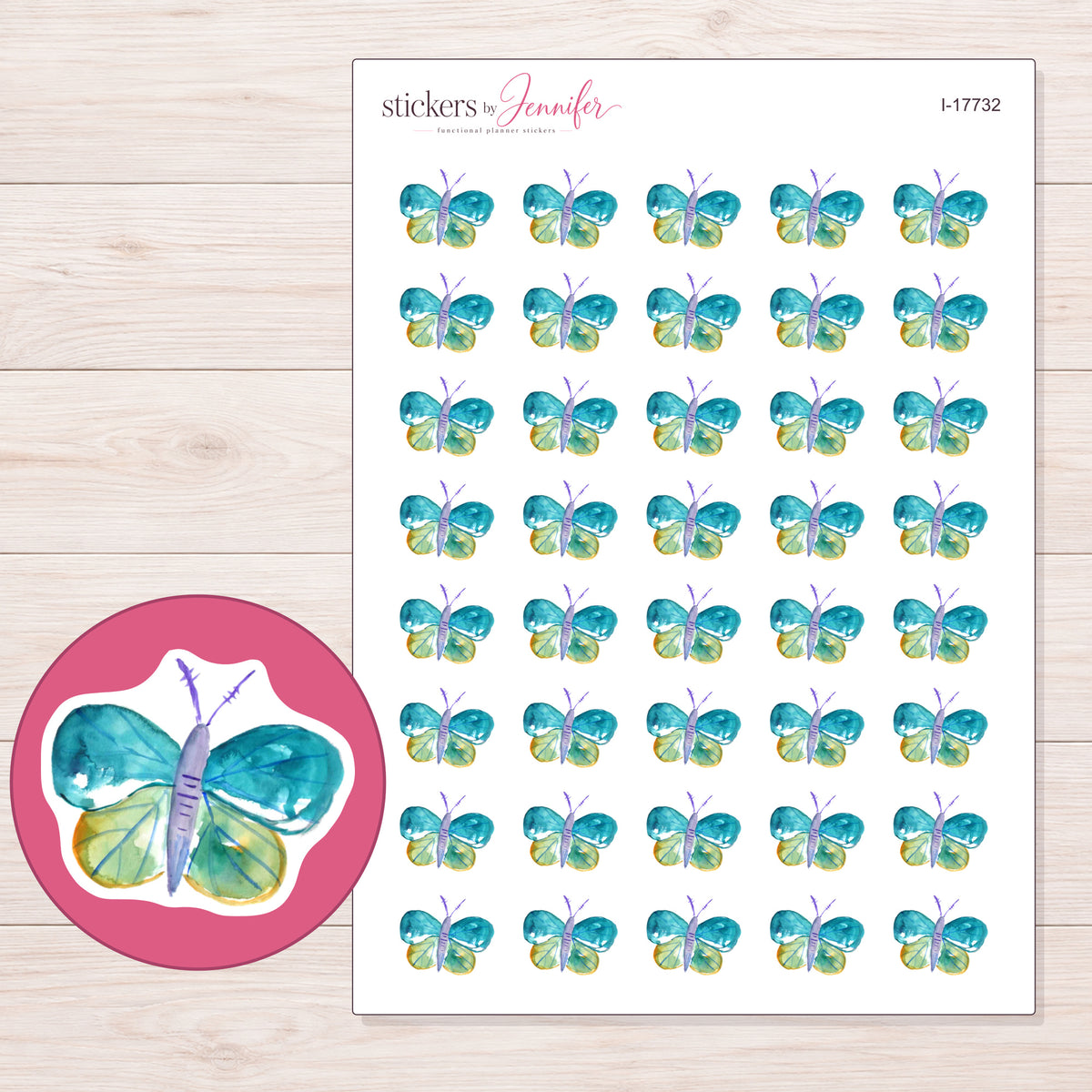 I-17732 planner sticker sheet with enlarged sticker detail