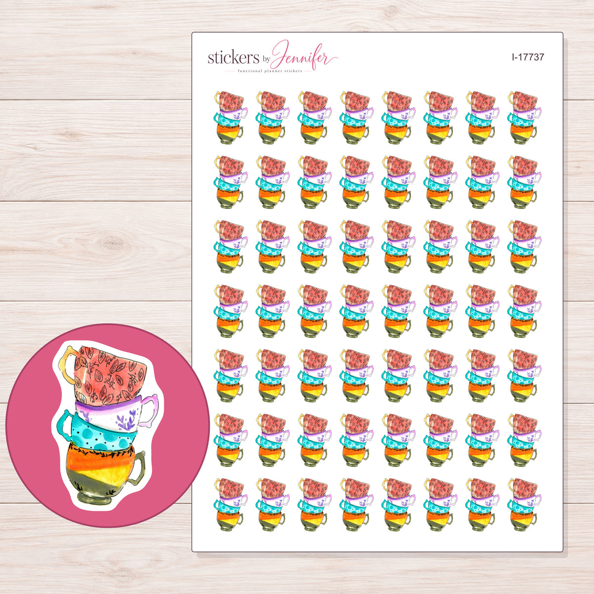 I-17737 planner sticker sheet with enlarged sticker detail