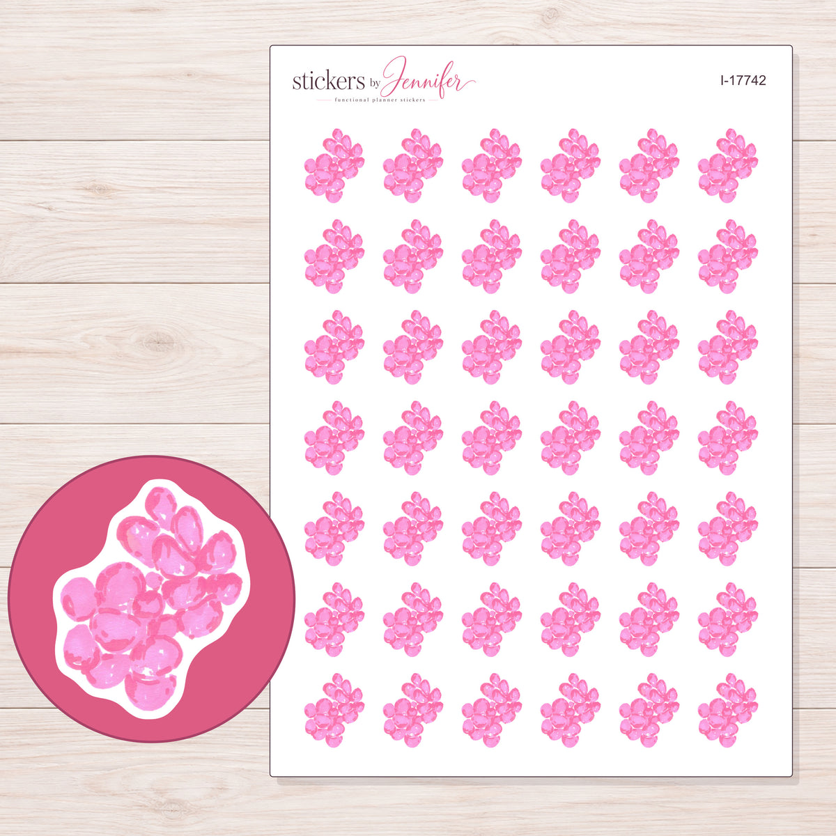 I-17742 planner sticker sheet with enlarged sticker detail