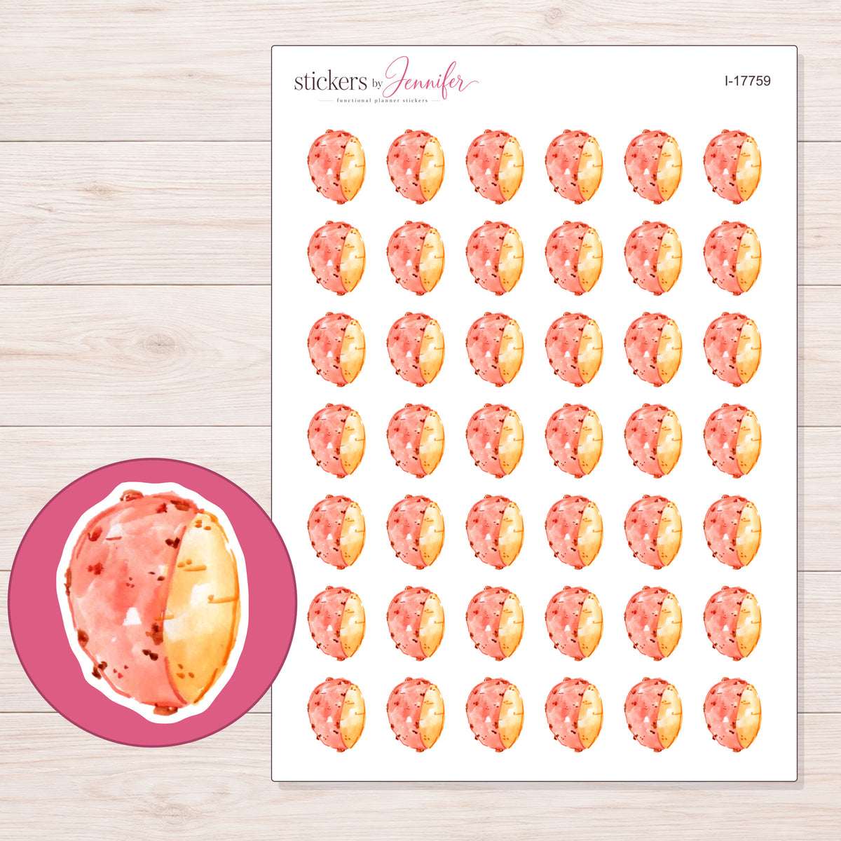 I-17759 planner sticker sheet with enlarged sticker detail