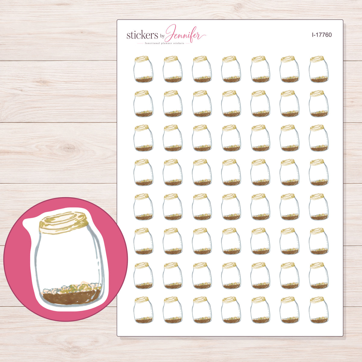 I-17760 planner sticker sheet with enlarged sticker detail