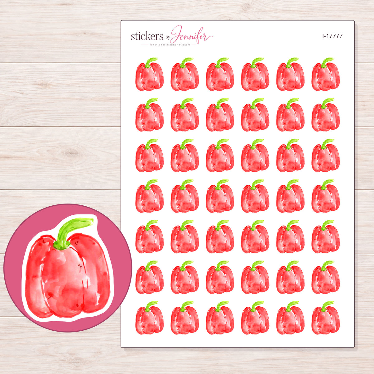 I-17777 planner sticker sheet with enlarged sticker detail
