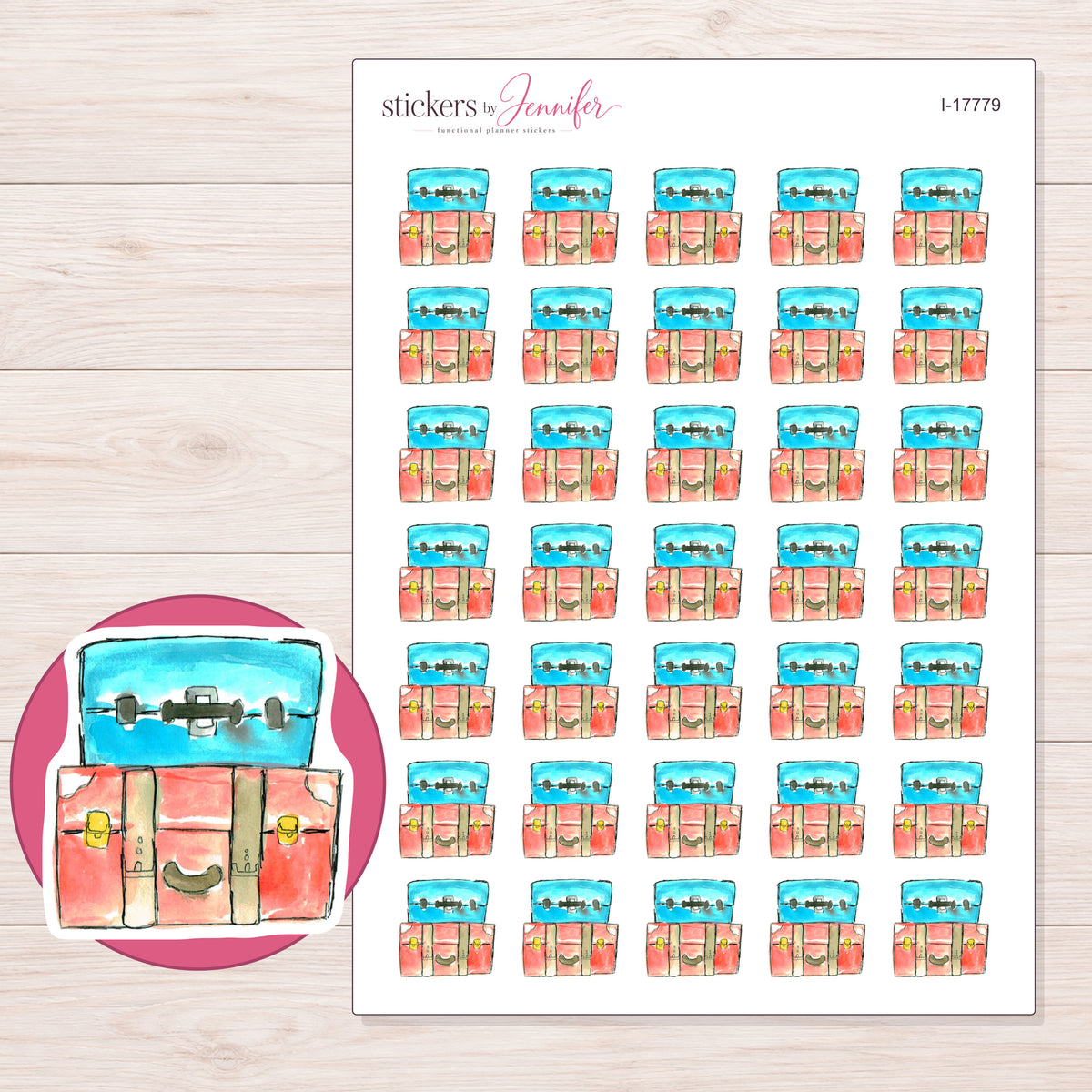 I-17779 planner sticker sheet with enlarged sticker detail