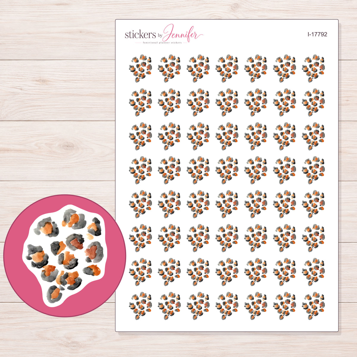 I-17792 planner sticker sheet with enlarged sticker detail